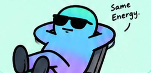The Solana friend lounges in sunglasses. Same energy.